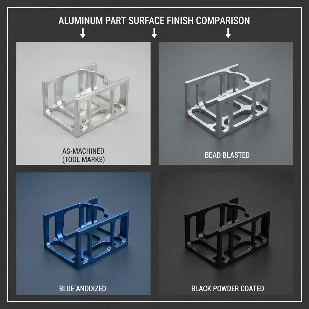 Surface finish options for aluminum CNC parts: anodizing vs bead blasting
