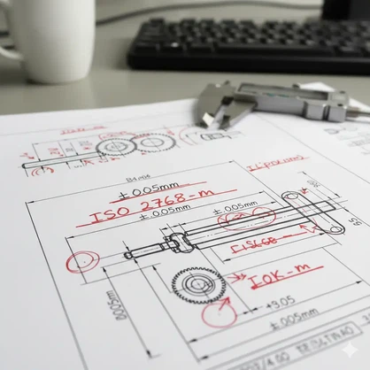 Engineering drawing showing unnecessary tight tolerances redlined by Dazao Machinery DFM engineers to reduce CNC tolerance cost. Engineering drawing showing unnecessary tight tolerances redlined by Dazao Machinery DFM engineers to reduce CNC tolerance cost.
