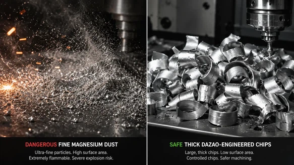 Technical comparison of magnesium chip morphology for fire risk reduction Technical comparison of magnesium chip morphology for fire risk reduction