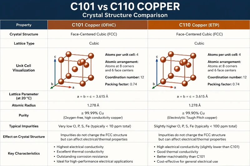 Metallurgical comparison of C101 and C110 copper grain structures Metallurgical comparison of C101 and C110 copper grain structures