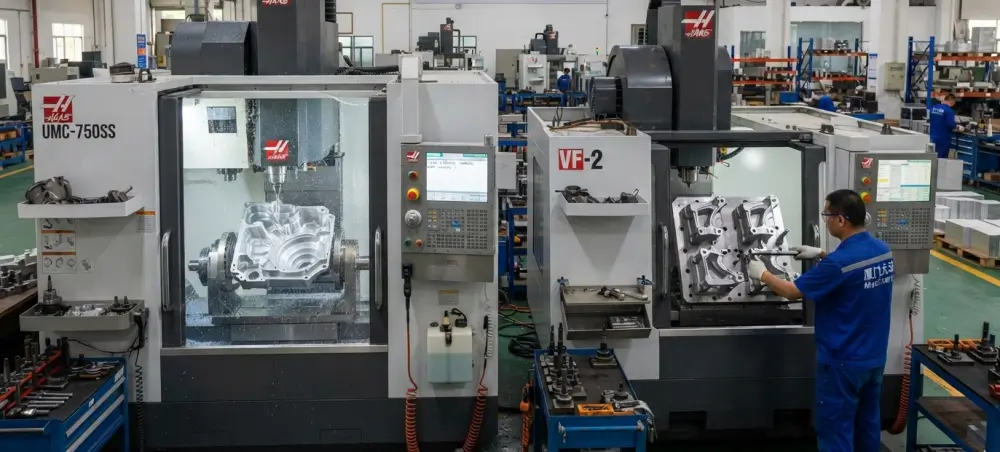 Multi-axis CNC machining setup comparing 5-axis simultaneous undercut milling with 3-axis modular fixturing Multi-axis CNC machining setup comparing 5-axis simultaneous undercut milling with 3-axis modular fixturing