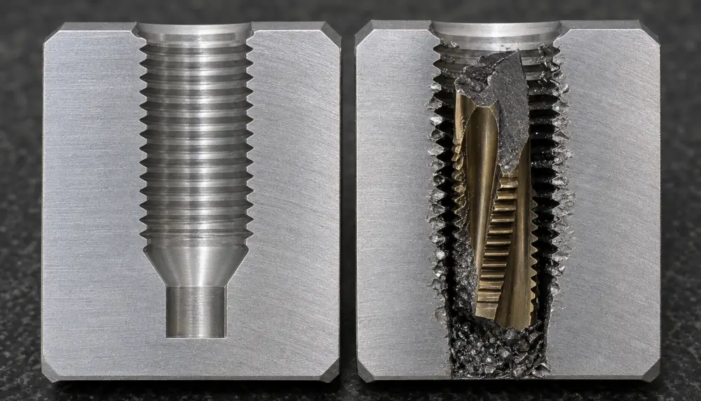Technical comparison of blind hole thread depth relief and tap clearance parameters for manufacturing ready CNC part design Technical comparison of blind hole thread depth relief and tap clearance parameters for manufacturing ready CNC part design
