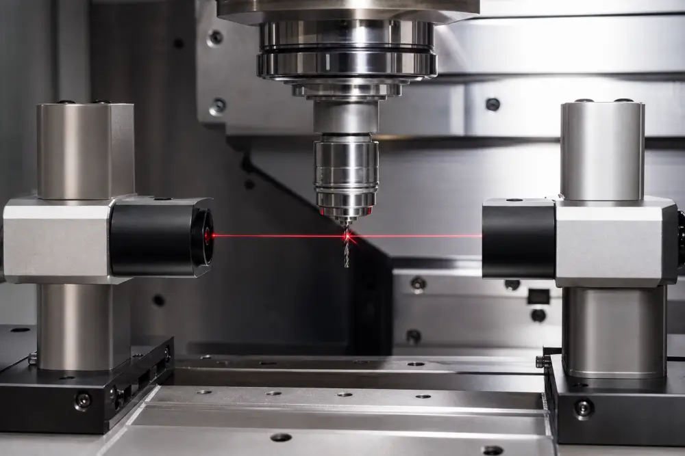 In-process non-contact laser tool setter measuring dynamic micro milling tool runout inside high-speed CNC spindle In-process non-contact laser tool setter measuring dynamic micro milling tool runout inside high-speed CNC spindle