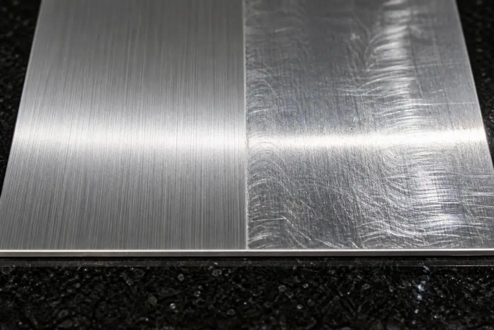 Macro inspection of brushed aluminum finish grain direction on CNC machined 6061-T6 enclosure faceplate at Dazao Machinery facility Macro inspection of brushed aluminum finish grain direction on CNC machined 6061-T6 enclosure faceplate at Dazao Machinery facility