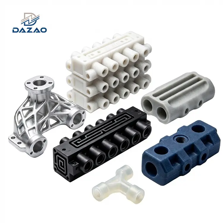 Industrial MJF PA12 3D Printed Pneumatic Manifold Production Block